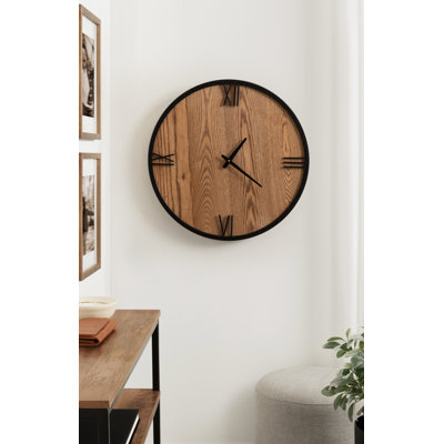 Minimal Wooden and Metal Wall Clock