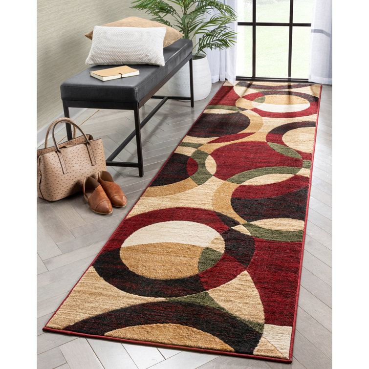 Tapis rouge à motif géométrique de style moderne Bingo