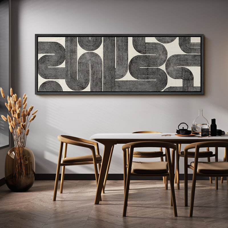 «Geometric Line Abstract Geometric Infinity Loop Shapes», reproduction encadrée sur toile, H 20 po x l 60 po