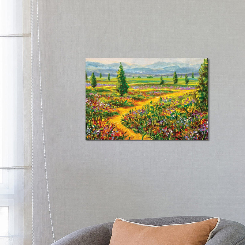 Summer Landscape And Country Road by Valery Rybakow - Painting on Canvas, 66.04 cm H x 45.72 cm W x 1.91 cm D, Wrapped Canvas