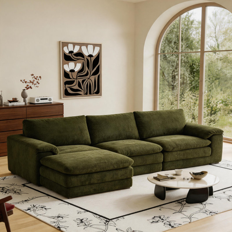 Canapé modulaire en L 104 po avec méridienne et méridienne 104 po