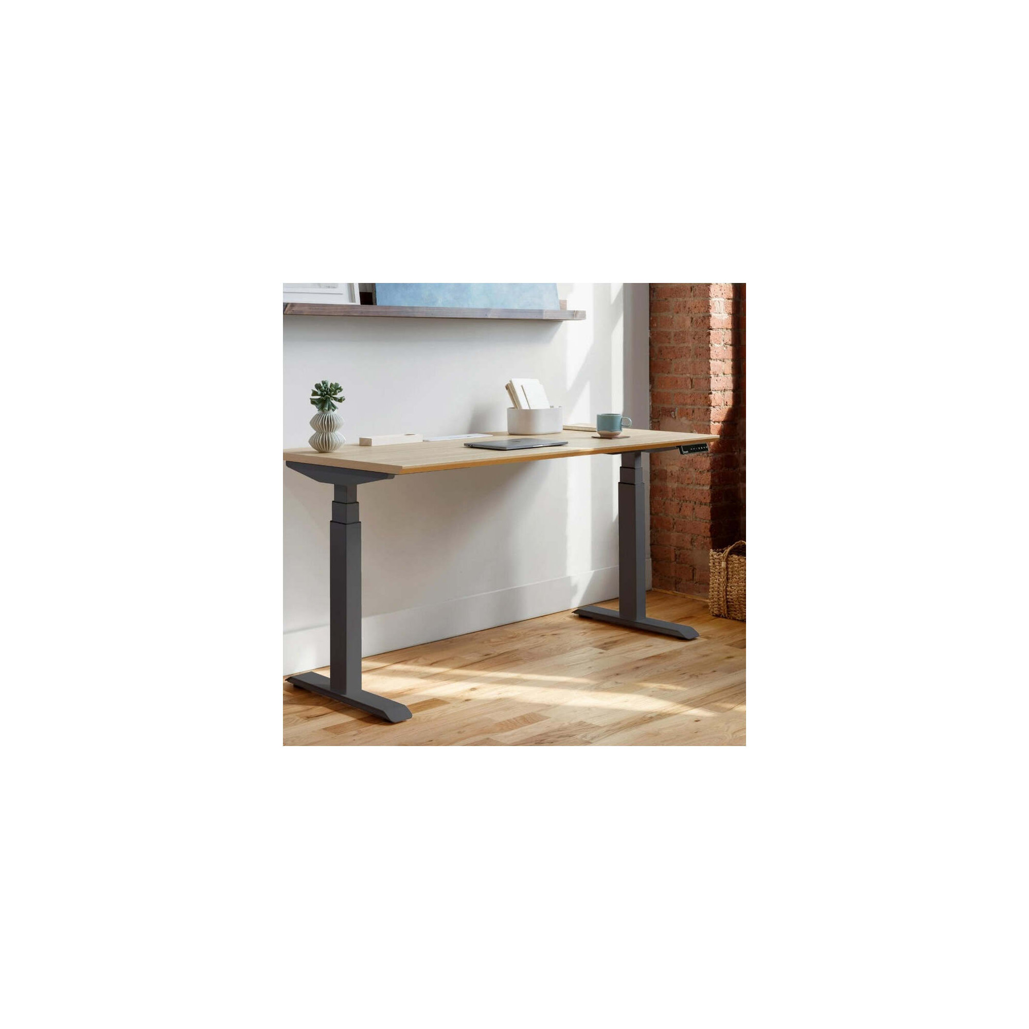 Standing Desk, Woodgrain, 52" H x 48" W x 30" D, Charcoal