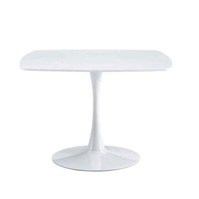 Table à piédestal moderne de 42 pouces de style Mid-Century, table de salle à manger multifonctionnelle pour 4 à 6 personnes et grande table basse, plateau en MDF blanc pour le salon, la cuisine et le bureau