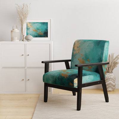 Turquoise Tranquility VI - Fauteuil rembourré contemporain, fauteuil d'appoint bleu sarcelle