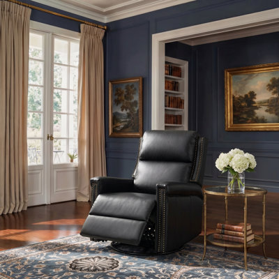 Medlin 31''W Transitional Faux Leather Dual Motor Swivel Rocker Recliner with USB Ports