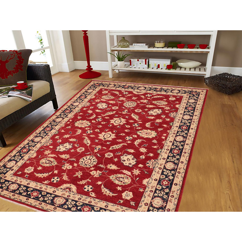 Tapis rouge / beige en laine Baccio