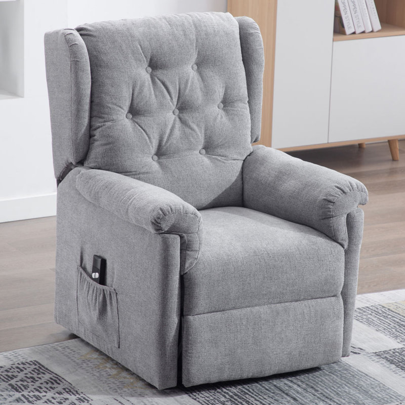 Warwickshire 79cm Wide Lift Assist Wing Chair Recliner, Grey  100% Polyester