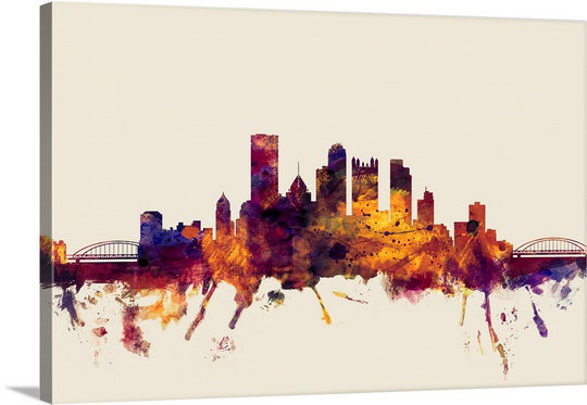 «Pittsburgh Pennsylvania Skyline» par Francy, impression, H 12 po x l 18 po x P 1,5 po, Toile