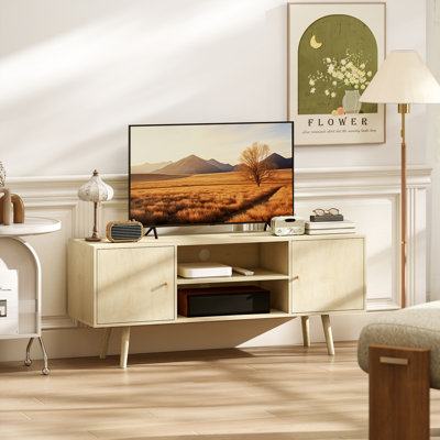 Meuble télé pour téléviseur de 55 po ou moins avec tablettes et placards