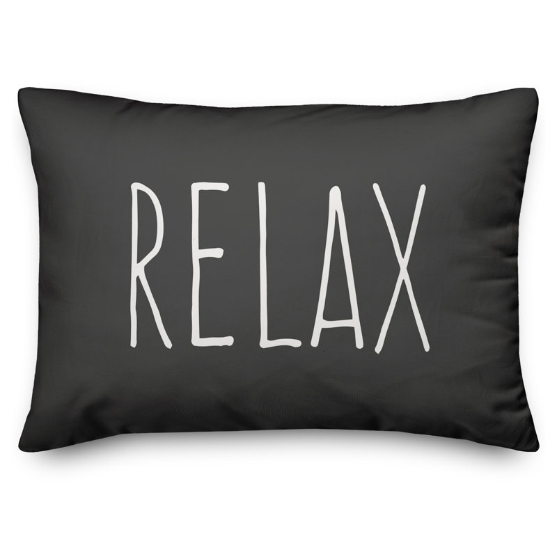 Textual Outdoor Throw Pillow, Charcoal