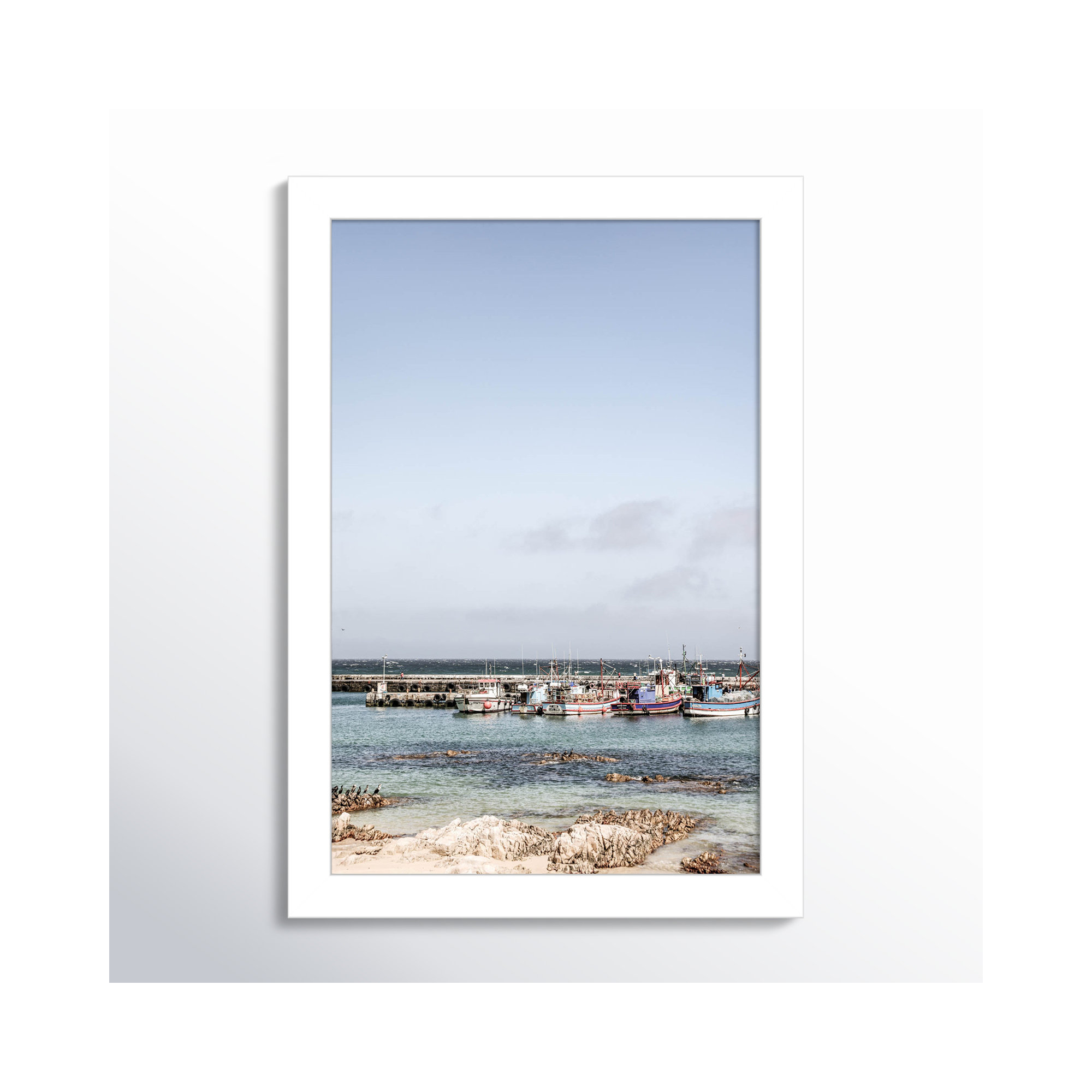 Kalk Bay Beach by Shot by Clint Wood Framed Wall Art Print, White, 13" H x 9" W