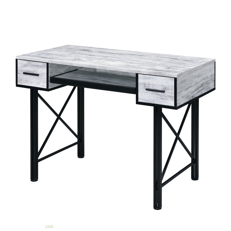 Fielder 2-Drawers Computer Desk with Key Board Tray, White, 28" H x 47" W x 24" D