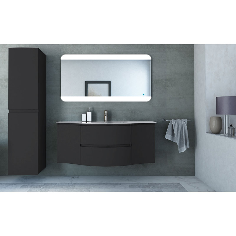 Base de meuble-lavabo mural seulement en graphite 13,4 po Vague
