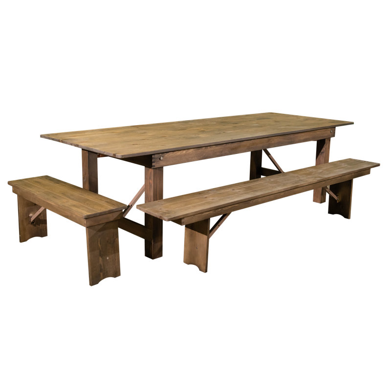 108 inch Natural Pine Wood Rectangle Folding Table