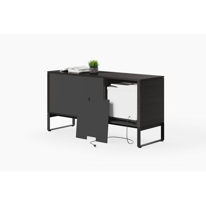 Armoire multifonctionnelle Linea Office, Bois de frêne teint gris anthracite
