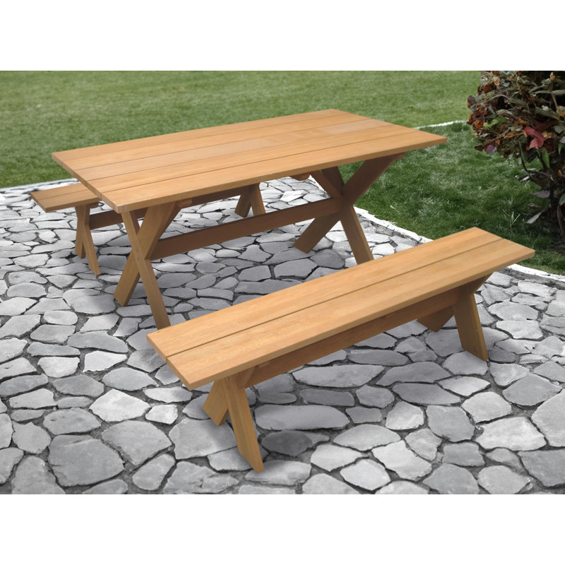 Shilap Rectangular 8 - Person 60.04'' L Outdoor Picnic Table
