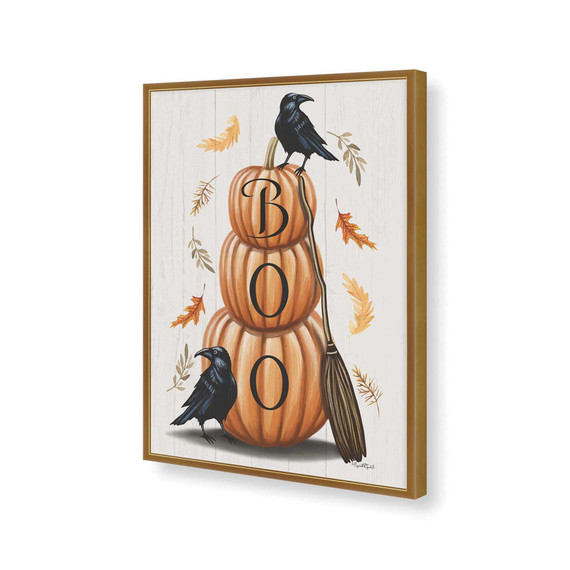 «Stacked Pumpkins» par Elizabeth Tyndall, reproduction d'art, L 36 x H 48, Doré, Impression encadrée