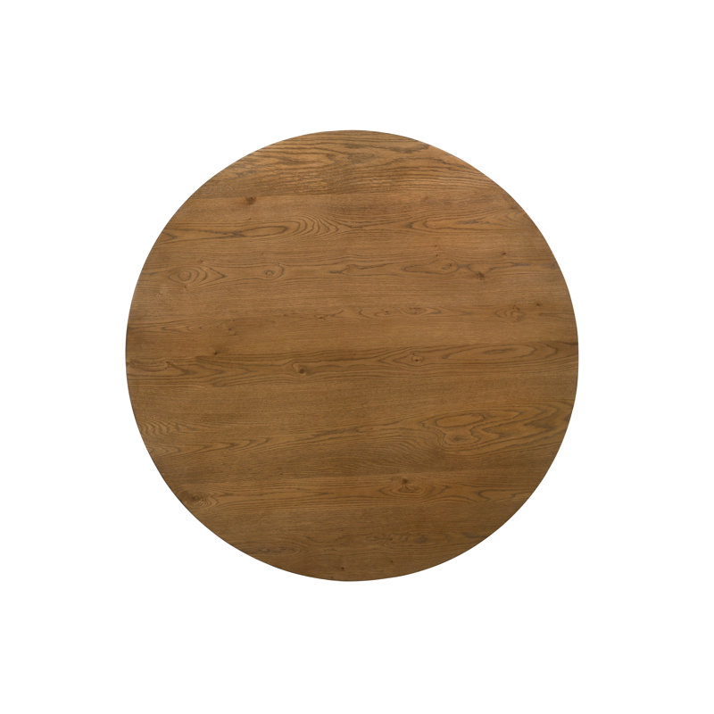 Andreacchio Pine Round Solid Wood Dining Table, Walnut