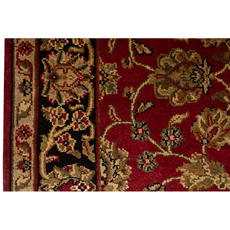 Tapis rouge et noir noué à la main de haute qualité