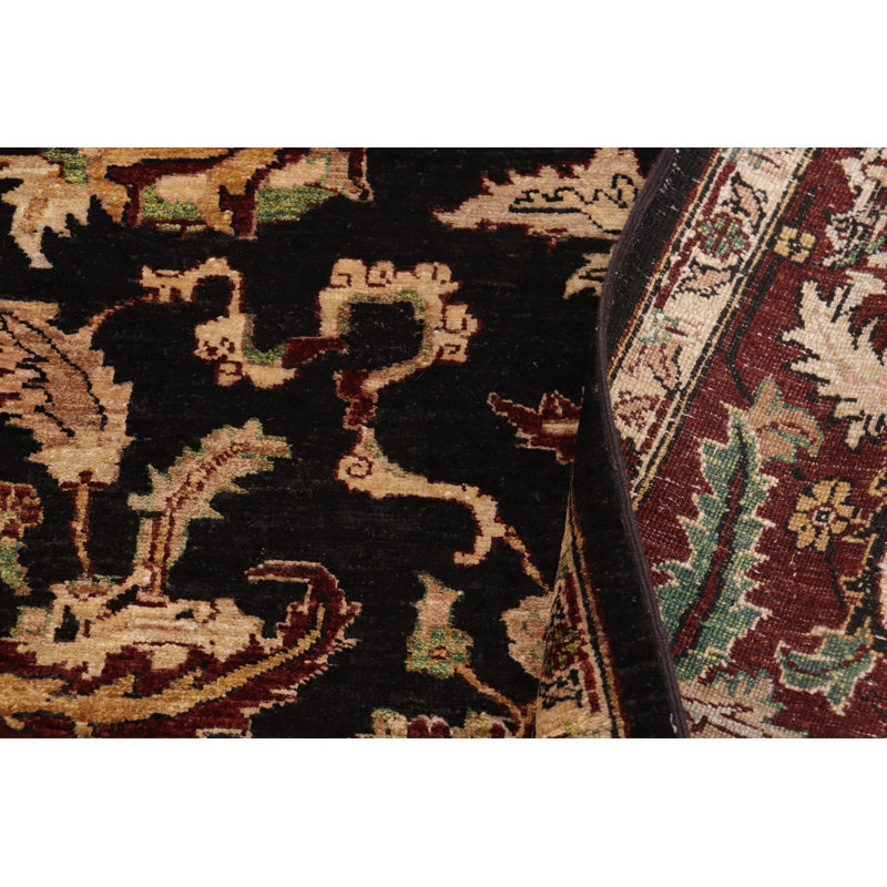 Tapis oriental noir / brun clair en laine noué à la main 8 pi 11 po x 11 pi 4 po Dorn