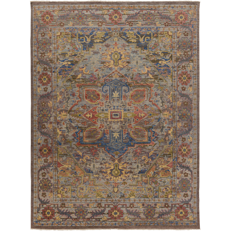 SAMPLE-Achna Oriental Hand-Knotted Wool Mauve/Mustard/Olive Area Rug