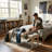 53'' W End Of Bed Bench Upholstered With Wooden Legs For Bedroom, Natural Linen Cushion Seat-981264534