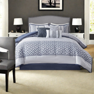 Ensembles de literie pour très grand lit de luxe 7 pièces, jacquard en polyester Modern Home
