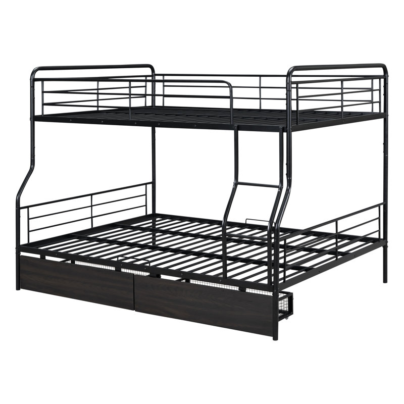Full Xl Over Queen Metal Bunk Bed, Black