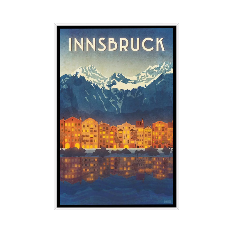 Impression d’art graphique « Austria-Innsbruck » par Missy Ames, H 40 po x l 26 po x P 1,5 po, Toile blanche encadrée