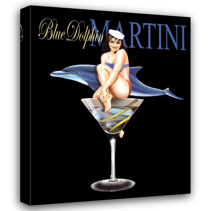 Blue Dolphin Martini, 35" H x 28" W