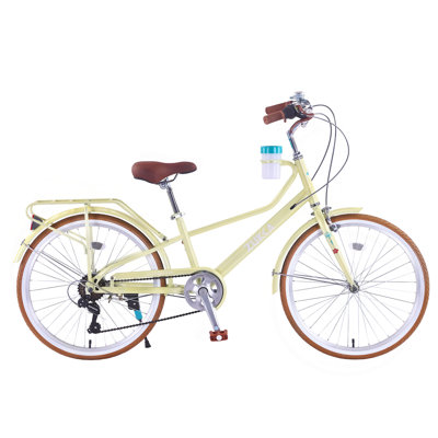 24 Inch Women's Cruiser Bike ,6 Speed Step-Through Commuter Bicycle with Rear Rack & Cup Holder, Adult City Bike