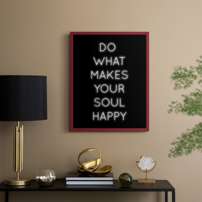 «Soul Happy», reproduction encadrée - bois massif