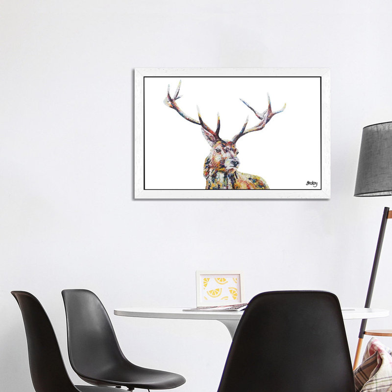Hamish by Becksy - Floater Frame Painting on Canvas, 101.6 cm H x 66.04 cm W, White Framed