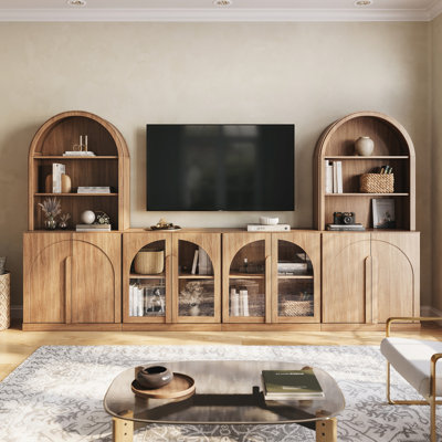 4 Piece TV Stand Storage Set with Storage - 1A2E, Camel