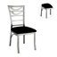 Chaise de salle à manger contemporaine en métal argenté 2 pièces avec siège en microfibre noir