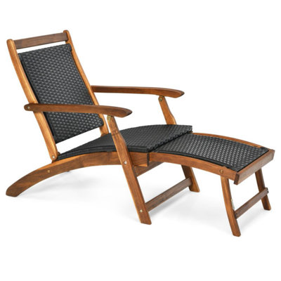 Aleshka Outdoor Acacia Wood Chaise Lounge