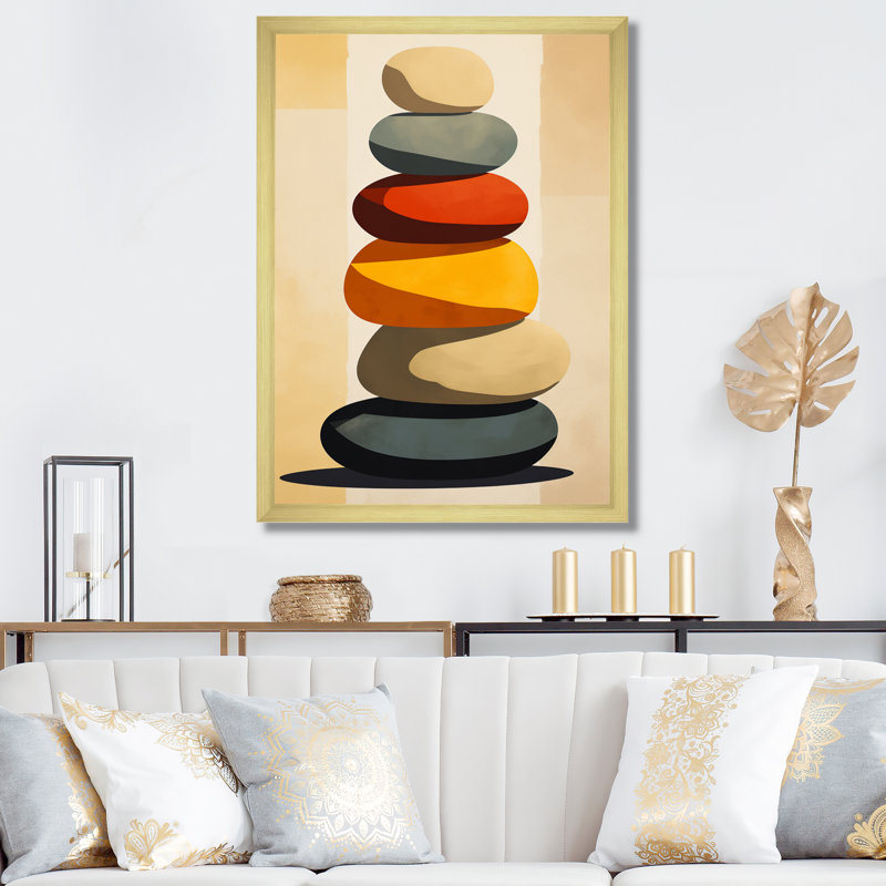 «Visual Tranquility Rock Balancing On», reproduction sur toile, Cadre doré simple, H 40 po x l 30 po x P 1,5 po
