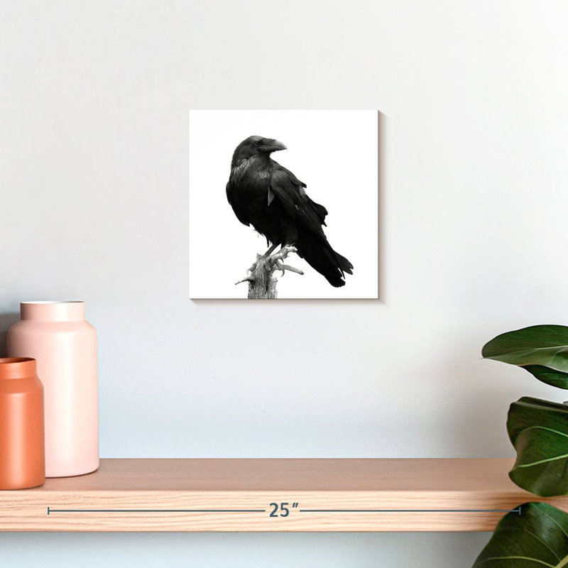 Crowle Raven On Tree Stump, H 10 po x l 10 po