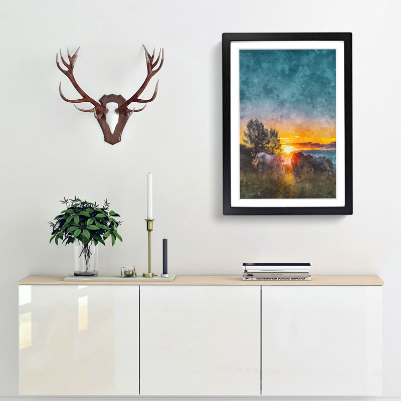 Sunrise Behind the Trees - Picture Frame Graphic Art Print, Black Framed, 33cm H x 24cm W x 2cm D