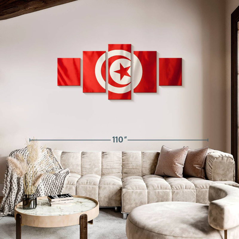Drapeau de la Tunisie, H 34 po x l 74 po