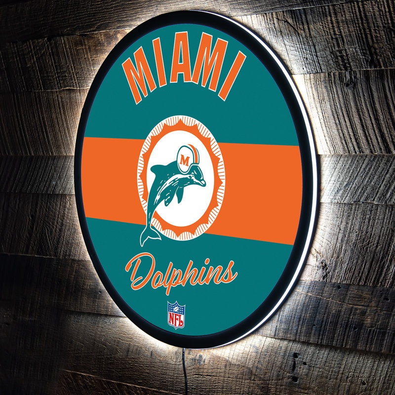 NFL Vintage LED 23" Round Lighted Wall Sign, NFL Miami Dolphins