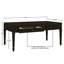 Table basse en bois brun foncé avec deux tiroirs et protection de plancher