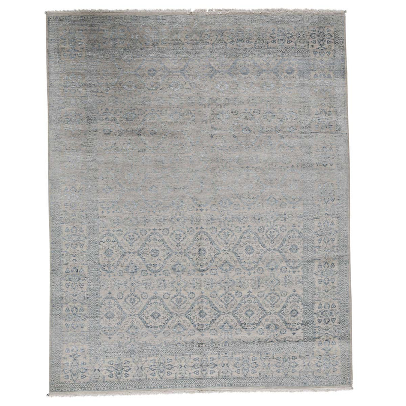 Oriental Area Rug in Silver/Aqua