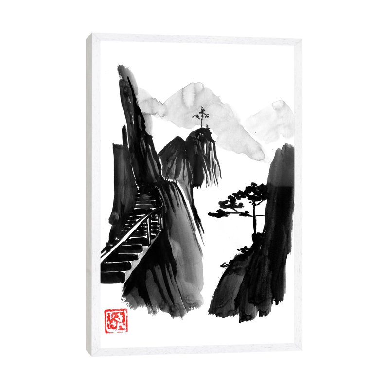 Stairway To Heaven by Péchane - Painting on Canvas, 66.04 cm H x 45.72 cm W, White Framed
