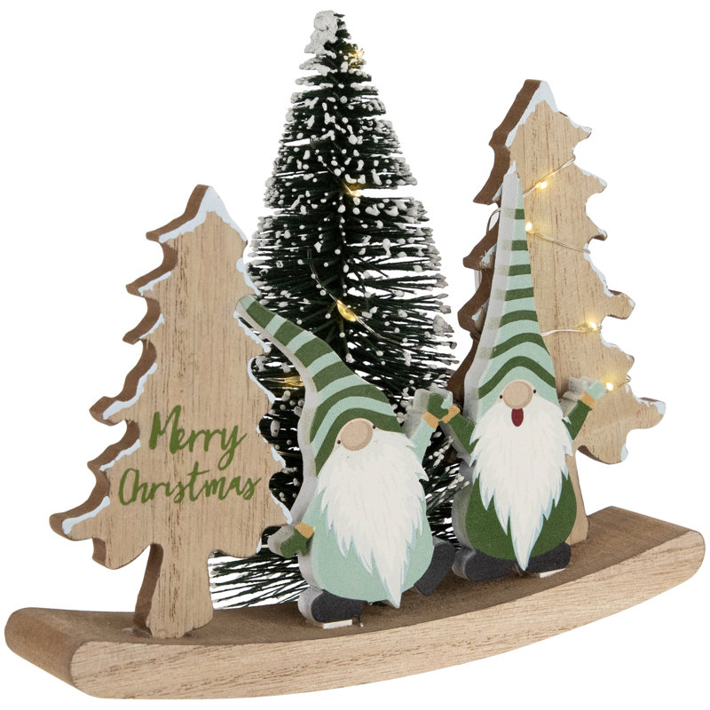 Décoration de table gnomes lumineux et arbres de Noël