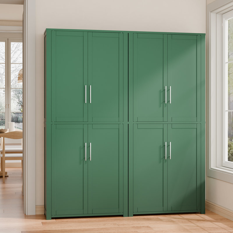 Armoire de rangement autoportante moderne de 67 po de hauteur avec tablettes réglables, L 56 po x H 67 po, Vert forêt