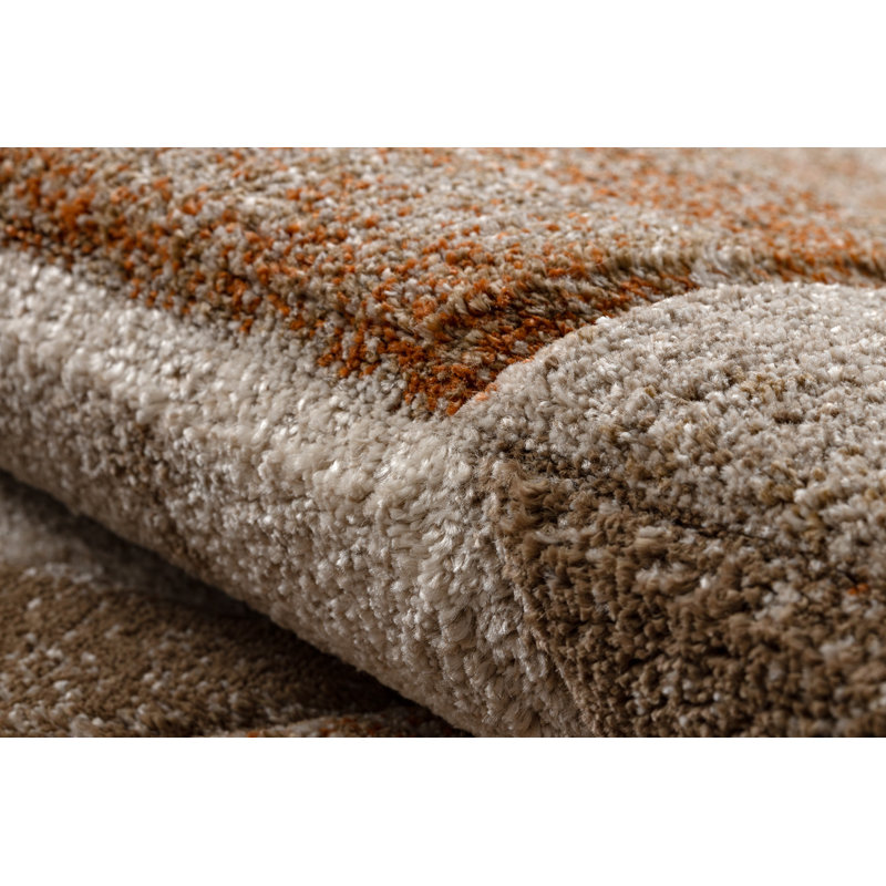 Cayrn Rectangle Geometric Area Rug, Beige/Orange, Rectangle 80 cm x 150 cm