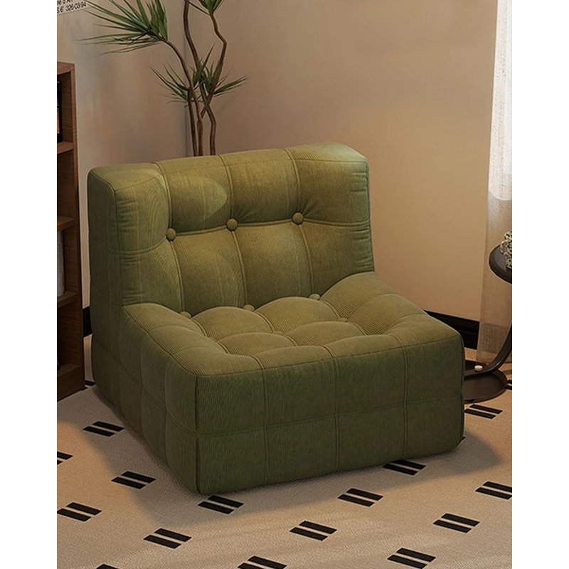 Chaise d'appoint moderne en velours côtelé vert minimaliste pour le salon