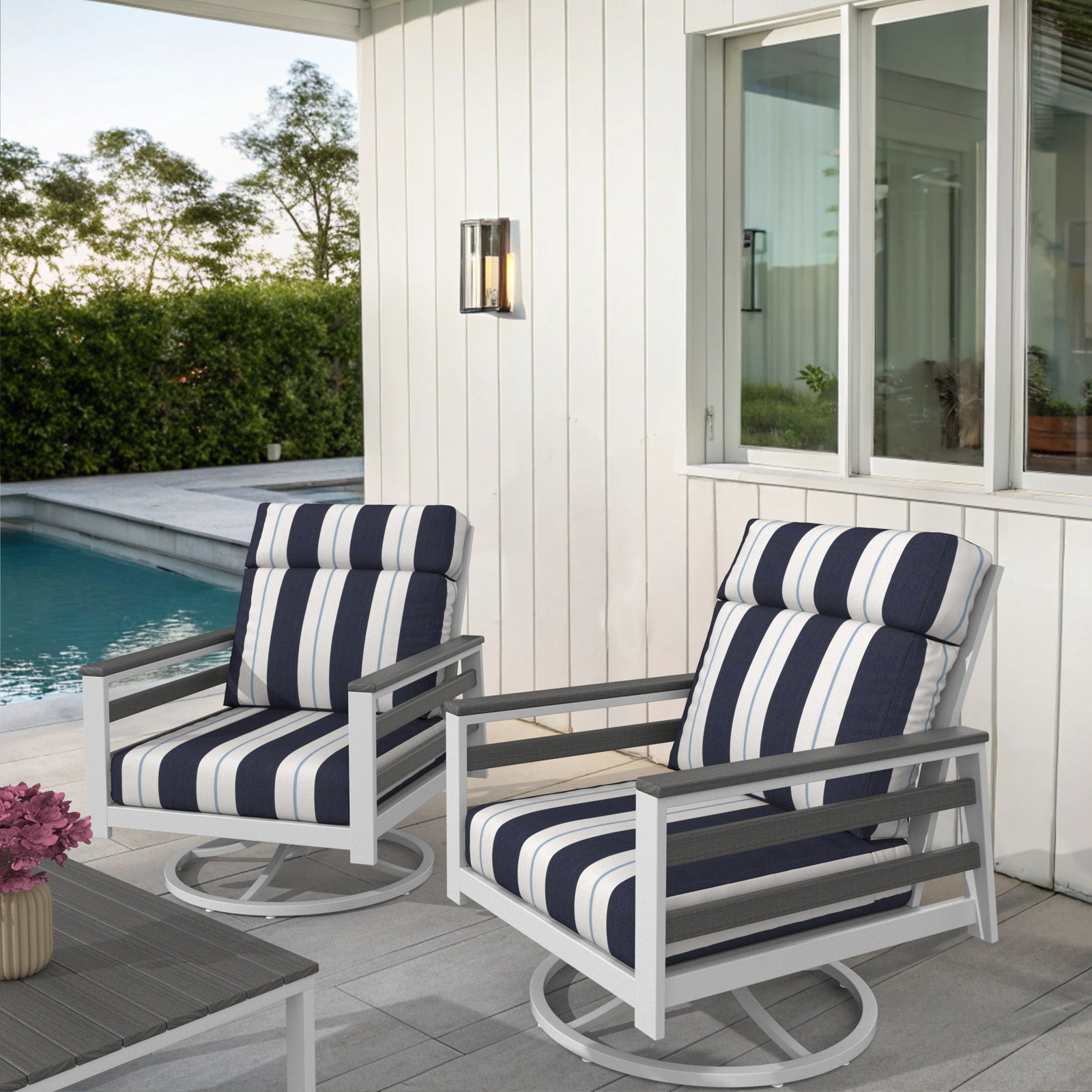 Townsend Sunbrella® Swivel Patio Lounge Chair, Coastal Gray