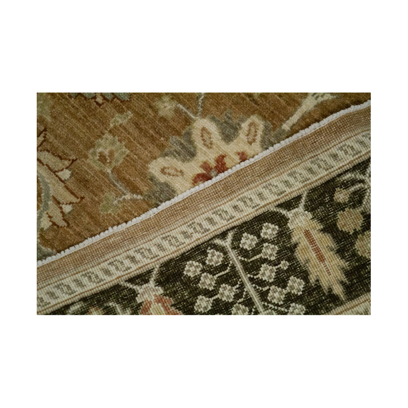 Tapis brun clair et noir noué à la main de haute qualité